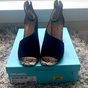 Antonio Melani Ehren Black/leopard Open Toe Size 9M